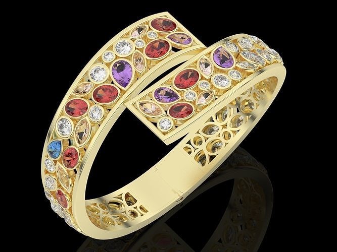 gioielleria moda braccialetto argento oro stampabile diamante squillare nozze fidanzamento anelli brillante braccialetti 3D print model - Mito3D