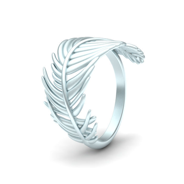 jewelry feather ring fashion gift gold jewellery light precious print brand bird simple natural nature sky beauty band trend silver rings 3D print model - Mito3D