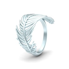 jewelry feather ring fashion gift gold jewellery light precious print brand bird simple natural nature sky beauty band trend silver rings 3d print model - Mito3D