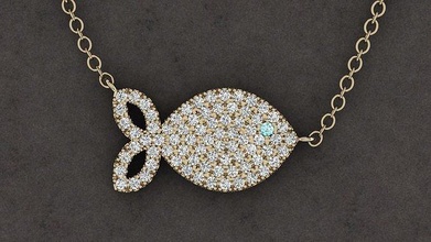 joalheria peixe pingente anel alfabeto carta luxuoso ouro diamante imprimível moda argolas jóias prata acessórios diamantes estilo Designer design joias pingentes 3d print model - Mito3D