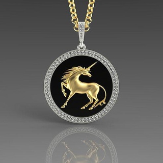 jewelry gold pendant unicorn 0077 3dm stl fbx jewellery necklace diamond animal jewel printable pendants luxury silver 3d print models 3d print model - Mito3D