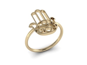 joyería joya hamsah anillo hamsan ojo mal judíos brillar belleza oro platino brillante lujo desunido precioso decoración metálico símbolo criatura anillos 3d print model - Mito3D