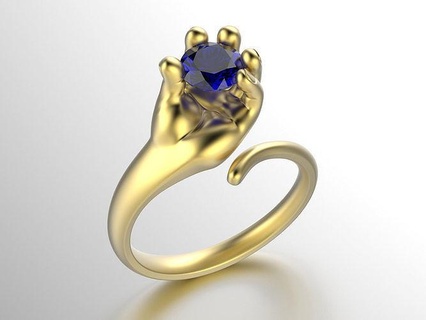 joyería joya mano conformado anillo 0031 v2 1 oro platino forma diamante piedra preciosa 3d impresión modelo bebé niño imprimible anillos prototipo 3d print model - Mito3D