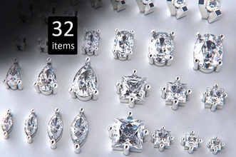 jewelry heads pack jewellery head gem diamond brilliant cuts setting mount wedding engagement prong set basket low high profile ring necklace earrings tips other 3d print model - Mito3D
