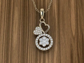 jewelry heart pendant necklace jewellery diamond silver gold sterling white gem jewel pendants brillant apparel flower fashion beauty valentine 3d print model - Mito3D