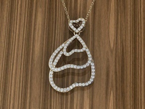 joyería joya corazones colgante pendiente collar diamante plata oro libra esterlina blanco brillante imprimible colgantes vestir moda belleza corazón amor 3d print model - Mito3D