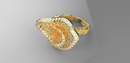 jóias jali padrão anel de diamante o design ouro printable 3d modelo jóia anéis 3d print model - Mito3D