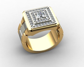 Schmuck Herren Ringe 3 gold diamond Mode-ring Mode weiß schwarz Silber bedruckbar ist Halskette 3d print model - Mito3D