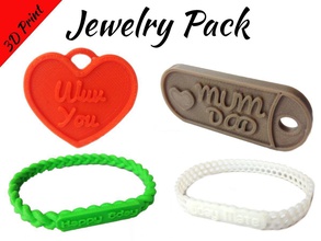 jewelry pack - bracelet wristband pendant military dog tag heart fashion wrist accessories trinkets jewel necklace bracelets 3d print model - Mito3D
