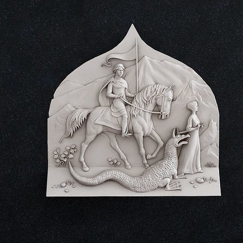 joalheria pano fundo cavalo mulher homem cavaleiro Dragão arte esculturas 3D print model - Mito3D