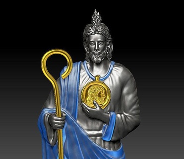 joalheria pingente santo Jude thaddeus 3cm imprimível escultura anel diamante estátua esculturas religioso Cruz gema arte estatuetas ouro jóias prata pingentes 3d print model - Mito3D