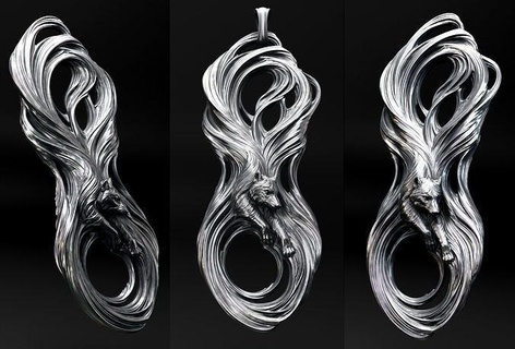 gioielleria pendente lupo moderno Gotico decorativo medaglione bestia Volpe cane simbolo animale miniature sculture moda ciondoli oro argento collane anelli 3d print model - Mito3D