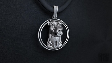jewelry pit bull pendant gold silver dog suspension decoration organics animal sculpt luxury design jewellery wax printable style fashion print pendants 3d print model - Mito3D