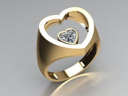bijoux bague or imprimable argent anneaux diamant bijou mode cœur 3dring 3djewelry libérant gratuits coeur 3d print model - Mito3D