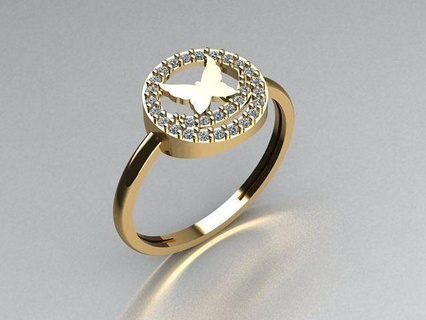 bijoux bague or imprimable argent anneaux diamant bijou engagement mode papillon papillonbijoux 3d print model - Mito3D