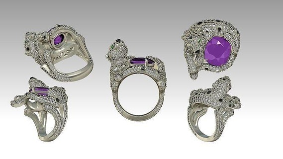 jewelry ring puma leopard cat ring jewelry gold silver diamodn yuzuk kaplan maskiyan nikava zbrushjewelry 3djewelry rings jewelry rings  3d print model - Mito3D