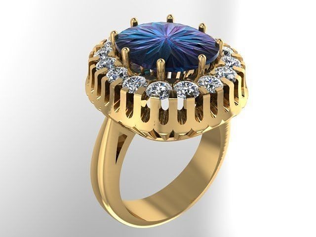 Schmuck Ring Nashorn Gold Juwel Tiffany 3dprint druckbar Diamant brillant Hochzeit Engagement Mode Rubin Saphir Citrin drucken Ringe Silber 3D print model - Mito3D