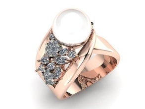Schmuck Ring Perle Diamant Juwel Mode Gold Marquise Silber druckbar Ringe 3d print model - Mito3D
