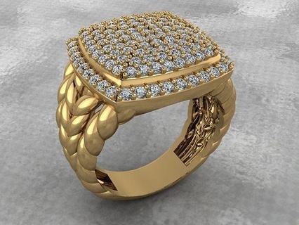 joalheria anel ouro imprimível diamante platina gema luxo moderno prata Casamento noivado brilhante moda tecido beleza david yurman cubano ligação argolas 3d print model - Mito3D