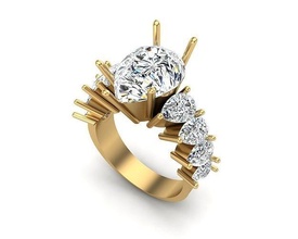 jewelry ring 235 gold diamond jewellery fashion beauty gem brilliant silver lighting white light sterling rings 3d print model - Mito3D