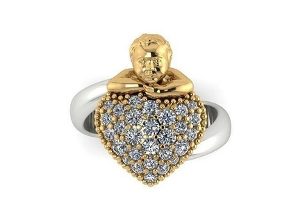 bijoux bague 3d impression modèle or imprimable argent diamant anneaux ange cœur 3d print model - Mito3D