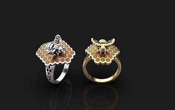 bijoux bague abeille or imprimable mode anneaux 3d print model - Mito3D
