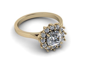 la joyería anillo cojín cuadrado de 6mm oro belleza plata el diamante imprimible joya compromiso gem bombilla brillante perfume los anillos 3d print model - Mito3D
