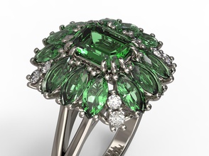 jóias anel de esmeralda pedra jewelri anéis rin ouro prata diamante jóia gem brilhantes 3dprinting 3d impressão perfeito moderno zbrush a moda 3d print model - Mito3D