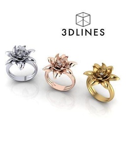 gioielleria squillare fiore forma 0 03 ct anelli nozze Fidanzamento gioiello diamante stampabile alto oro cocktail bianca giallo rosa platino gemma carati lusso 3d print model - Mito3D