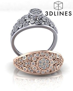 joalheria anel cheio diamante argolas Casamento noivado jóia jóias imprimível Alto ouro coquetel branco amarelo rosa platina gema quilate luxo 3d print model - Mito3D
