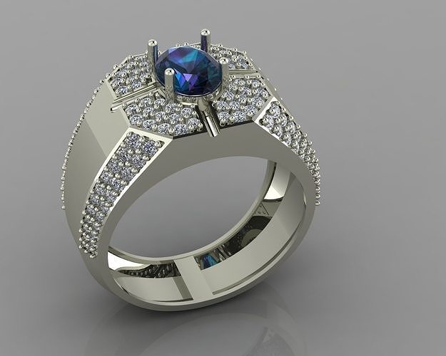 jewelry ring men gold rings silver diamond jewellery engagement fashion jewel man wedding design gem luxury beauty wear 3D print model - Mito3D