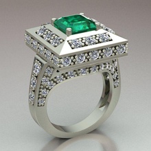 jóias anel de mulheres nupcial diamante esmeralda presente ouro personalizado prata solitário o engajamento platina anéis casamento branco 3d print model - Mito3D