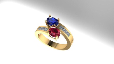gioielli anello donna in 3d il modello di stampa diamante oro donne ruby zaffiro anelli 3d print model - Mito3D