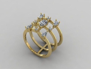bijoux anneaux femme impression 3dprinted imprimable conception bijou d'or mode or prototypage mariage diamant bague platine luxe 3d print model - Mito3D