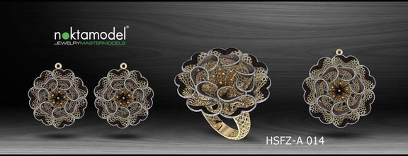 jewelry set - ring earrings locket hsfz-a014 jewelery other 3d print model - Mito3D
