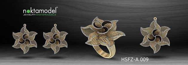 set di gioielli - anello orecchini medaglione gli altri 3d print model - Mito3D