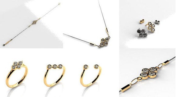 gioielleria impostato 005 3dprintable modello gioiello gemma nozze brillante moda squillare oro orecchino braccialetto stampabile d'oro diamante collana set gioielli collane 3d print model - Mito3D