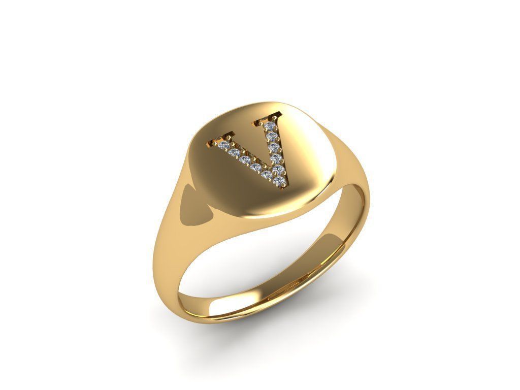gioielleria firma squillare lettera argento diamante stampabile gioiello fidanzamento gemma nozze cad sterlina moda bellezza gemme anelli 3D print model - Mito3D