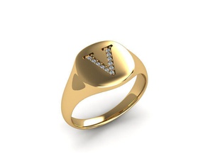 schmuck unterschrift ring brief silber diamant druckbar juwel engagement hochzeit cad sterling mode schönheit edelsteine ringe 3d print model - Mito3D