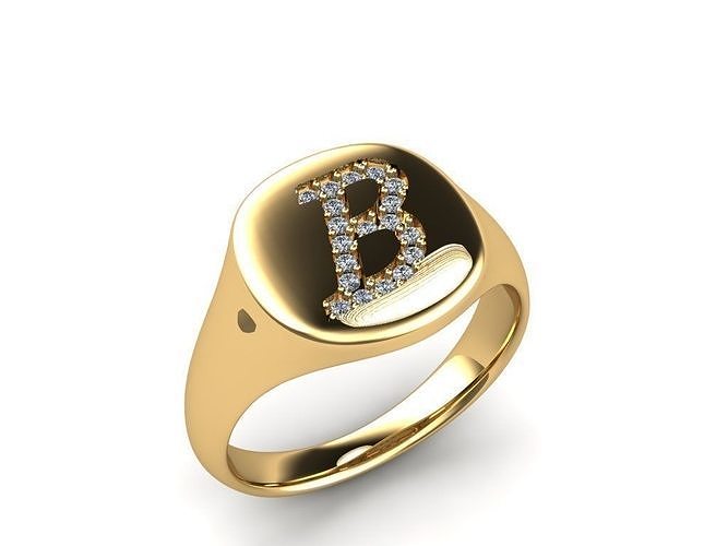 jewelry signature ring letter fashion elegant jewellery jewel printable diamond silver engagement gem sterling illuminator wedding font shine women rings 3D print model - Mito3D