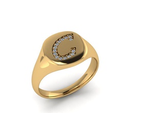jóias anel assinatura tipo de letra carta brilho ouro prata luxo brilhando o engajamento platina vidros casamento precioso metalizado jóia gem printable a moda anéis 3d print model - Mito3D