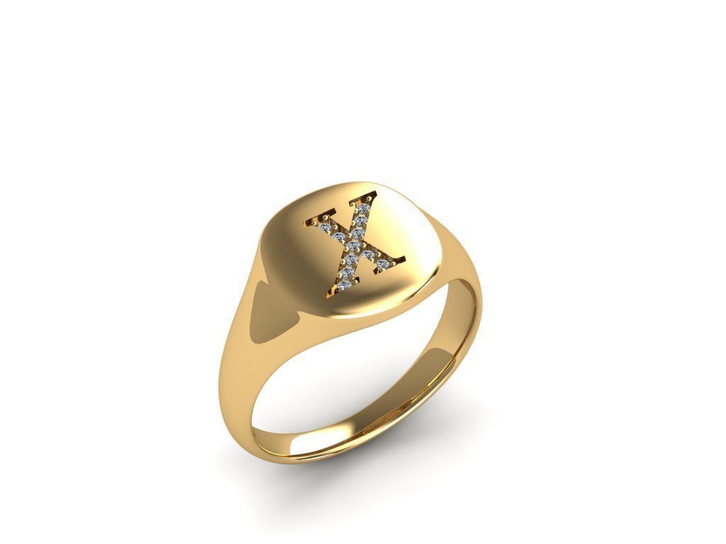 bijoux bague et la signature de l'anneau police femmes jeune fille d'argent le diamant imprimable joyau l'engagement gem mariage cad livre sterling en engagem vintag or les anneaux 3D print model - Mito3D