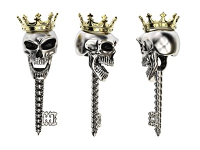 jewelry skull pendant skeleton key necklace gothic biker 3d print model printable jewellery sterling gold mitua blender modelling necklaces 3d print model - Mito3D