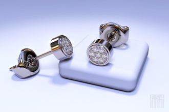 bijoux goujon boucle d'oreille or 3d stl obj cnc conception gemme cire imprimable mode impression bijou diamants boucles d'oreilles 3d print model - Mito3D