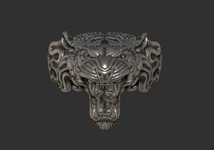 jewelry tiger ring silver gold biker fashioh metalwork rings 3d print model - Mito3D