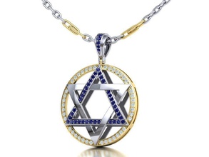 jewish star of david 30mm pendant 3dmodel printable jewelry israel diamond sapphire diamonds starofdavid 3d usa canada gold cad europe 3dprinting unique pendants 3d print model - Mito3D
