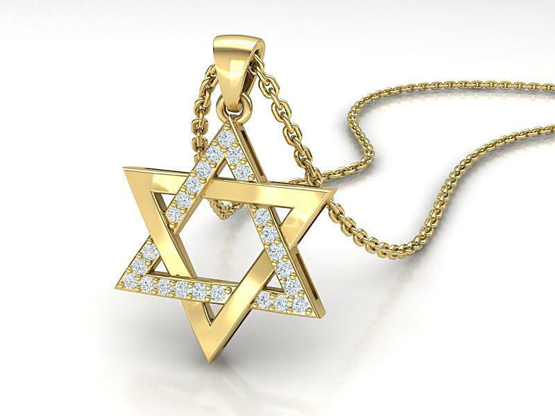 judaico Estrela david diamante pingente colar 24mm estrela Davi joalheria pingentes diamantes impressao 3D EUA Canadá Israel cafajeste imprimível 3D print model - Mito3D
