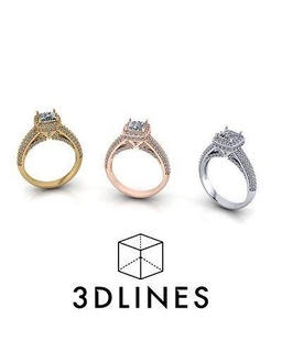 gioielleria squillare pieno diamante lusso accessorio platino oro argento design brillante moda anelli stampabile gioiello nozze Fidanzamento carati 3d print model - Mito3D