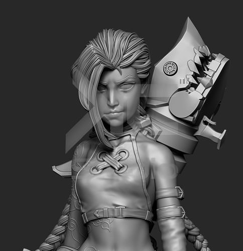 jinx arcano fan art netflix vi caitlyn lische pesce ripetizione collezione statua 3dprint 3dmodel zbrush arte scultura sculture 3D print model - Mito3D