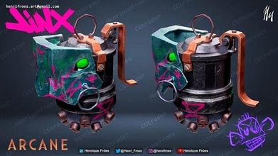 jinx chomper grenade - ultimate arcane edition granade prop 3d print league of legends game riot collectible asset cosplay fanart netflix games toys 3d print model - Mito3D